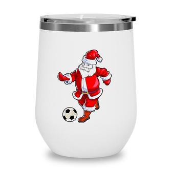 Soccer Christmas Men Kids Boys Soccer Santa Claus Wine Tumbler | Mazezy