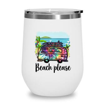 Summer Time Beach Please Retro Summer Beach Wine Tumbler | Seseable CA