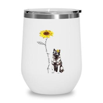 Sunflower And Norwegian Elkhound Wine Tumbler | Mazezy