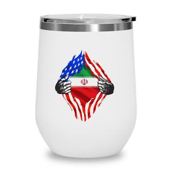 Super Iranian Heritage Iran Roots Usa Flag Wine Tumbler | Mazezy