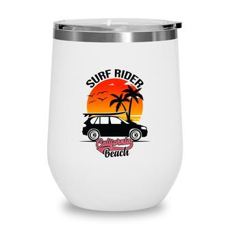 Surf Rider California Beach Retro Sunset Wine Tumbler - Seseable