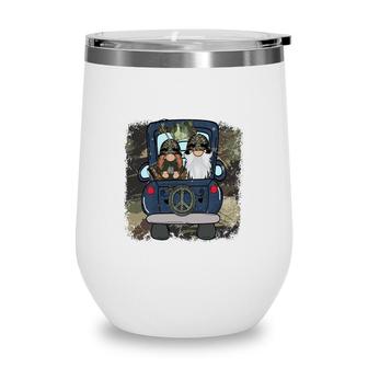 Symbol Peace With Gnome Hero Dad Wine Tumbler - Seseable
