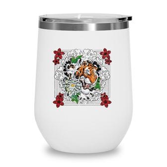 Tattoo Style Traditional Japanese Tiger Chinese Zodiac Wine Tumbler | Mazezy