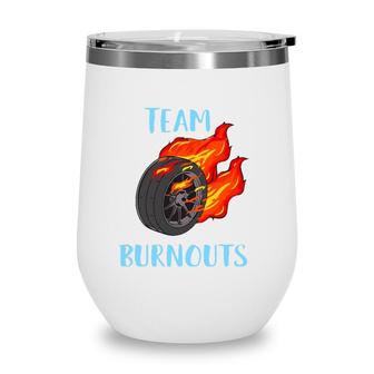 Team Burnouts Gender Reveal Party Idea For Baby Boy Reveal Wine Tumbler | Mazezy