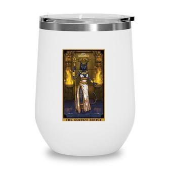 The Goddess Bastet Strength Tarot Card Egyptian Cat Witch Wine Tumbler | Mazezy