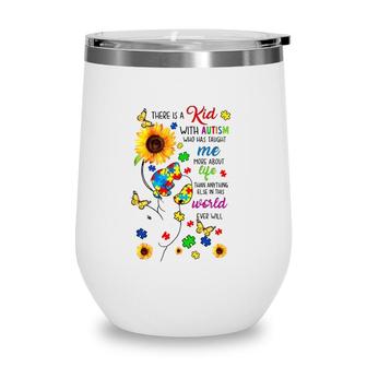 There Is A Kid With Autism Elephant Mom Autism Child Kids Wine Tumbler | Mazezy