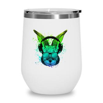 Trippy Bunny Dj Gift Ravers Edm Techno Psychedelic Rabbit Wine Tumbler | Mazezy