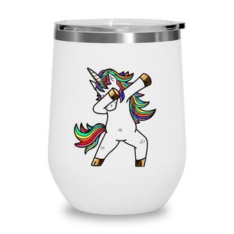 Unicorn Cute Dabbing Funny Dab Dance Gift Wine Tumbler | Mazezy