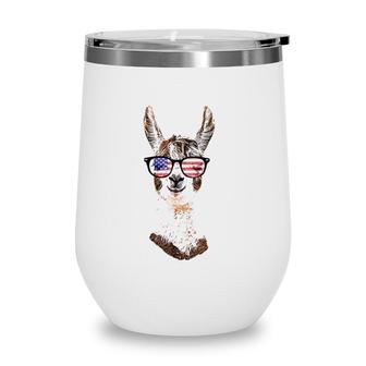 Usa America Llama Patriotic July 4 Sunglasses Funny Wine Tumbler | Mazezy