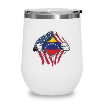 Venezuelan Blood Inside Me Venezuela Flag Bandera Vzla Wine Tumbler | Mazezy