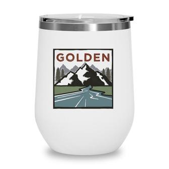 Vintage Golden Colorado Illustration Retro Golden Wine Tumbler | Mazezy