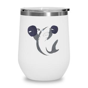 Weightlifing Shark Barbell Funny Workout Gym Weightlifter Wine Tumbler | Mazezy
