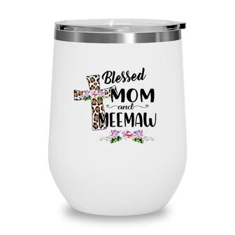 Womens Blessed To Be Called Mom And Meemaw Floral Mothers Day Wine Tumbler