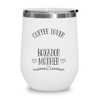 Womens Boxador Mom Dog & Coffee Lover Gift Funny Slogan Pun Gift V-Neck Wine Tumbler | Mazezy