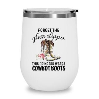 Womens Forget The Glass Slippers This Princess Wears Cowboy Boots V-Neck Wine Tumbler | Mazezy