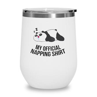 Womens Funny Panda My Official Napping Pyjama Cute Panda V-Neck Wine Tumbler | Mazezy