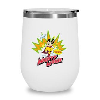 Womens Mighty Mouse Is On The Way V-Neck Wine Tumbler | Mazezy