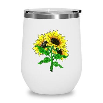 Yellow Flower Florist Floral Blossom Sunshine Sunflower Wine Tumbler | Mazezy DE
