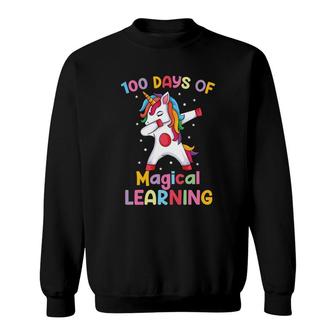 100 Days Of Magical Learning Dabbing Unicorn Party Sweatshirt - Seseable