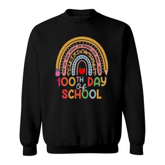 100Th Day Of School Teacher 100 Days Smarter Boho Rainbow V3 Sweatshirt - Thegiftio UK