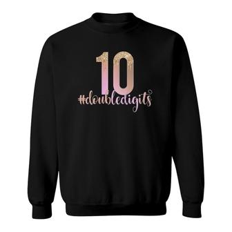 10Th Birthday Double Digits Girls Ten 10 Peach Ombre Kids Sweatshirt | Mazezy