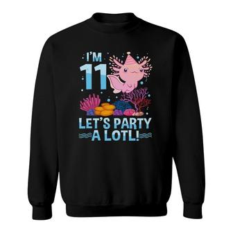 11 Years Old Axolotl Lover 11Th Birthday Gift Boys Girls Sweatshirt - Seseable