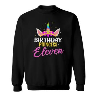 11 Years Old Birthday Princess Girl Diadem Unicorn Birthday Sweatshirt - Seseable