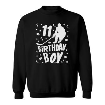 11Th Birthday Boy Ice Hockey Kids 11 Years Old Party Gift Sweatshirt - Seseable