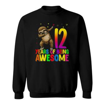 12 Years Old Birthday Sloth Dabbing 12Th Birthday Sloth Sweatshirt - Seseable