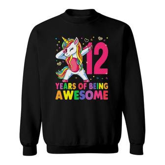 12 Years Old Unicorn Dabbing 12Th Birthday Girl Unicorn Party Sweatshirt - Seseable