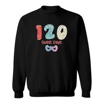 120 Sweet Days Back To School Donut 1St Grade Teachers Students 120 Days Of School Heart Shape Kids Sweatshirt - Seseable