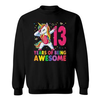 13 Years Old Unicorn Dabbing 13Th Birthday Girl Unicorn Party Sweatshirt - Seseable