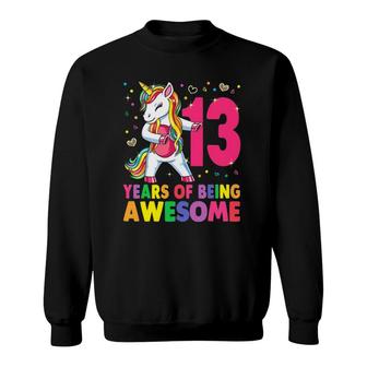13 Years Old Unicorn Flossing 13Th Birthday Girl Unicorn Sweatshirt - Seseable