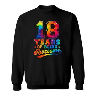 18 Years Old 18Th Birthday Tie Dye Awesome Boys Girls Sweatshirt - Seseable