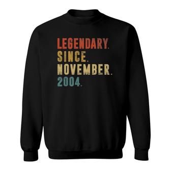 18 Years Old Legendary Since November 2004 18Th Birthday Gift Sweatshirt - Seseable