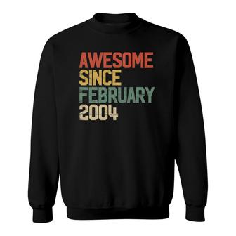 18Th Birthday Gifts Awesome Since February 2004 18 Years Old Sweatshirt - Seseable
