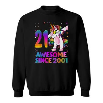 21 Year Old Unicorn Dabbing 21St Birthday Girl Unicorn Party Sweatshirt - Seseable