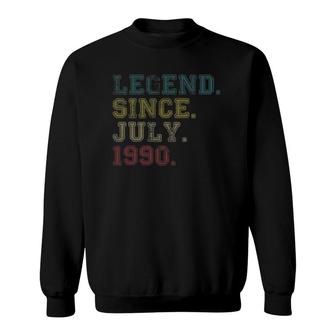 31St Birthday Vintage Legend Since July 1990 Gift 31 Years Old Sweatshirt | Seseable UK