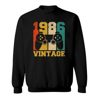 35 Years Old Gifts Vintage 1986 Video Game 35Th Birthday Sweatshirt - Seseable