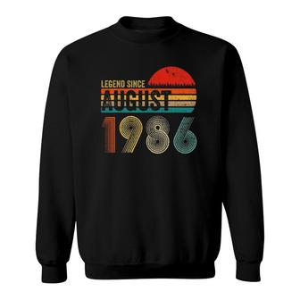 35 Years Old Retro Birthday Gift Legend Since August 1986 Ver2 Sweatshirt - Seseable