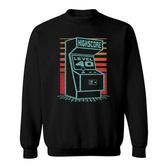 40Th Birthday 40 Years Old Retro Gamer Level 40 Unlocked Sweatshirt | Seseable UK