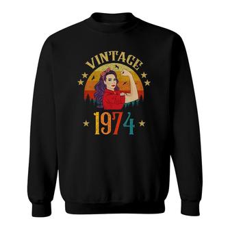 47Th Birthday Gift 47 Years Old For Women Retro Vintage 1974 Sweatshirt - Seseable