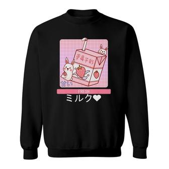 90S Japanese Otaku Stylish Aesthetic Strawberry Milk Kawaii Sweatshirt | Seseable UK