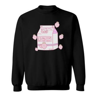 Aesthetic Pink Otaku Anime Japanese Strawberry Milk Carton Sweatshirt - Seseable