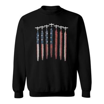 Airplane Pilot Flying Usa Flag Patriot American 4Th Of July Sweatshirt - Seseable