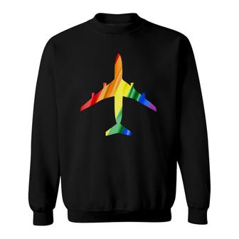 Airplane Rainbow Gay Flag Flight Attendant Sweatshirt | Mazezy