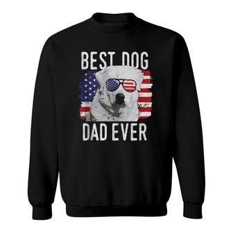 American Flag Best Dog Dad Ever Great Pyrenees Usa Sweatshirt - Seseable