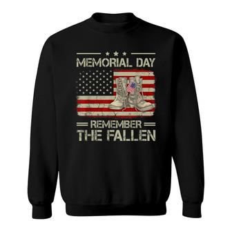 American Flag Combat Boots Memorial Day Remember The Fallen Sweatshirt - Thegiftio