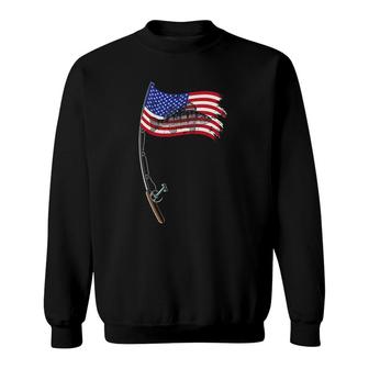American Flag Fishing Gift Pole Walleye Fisherman Cool Fish Sweatshirt - Seseable