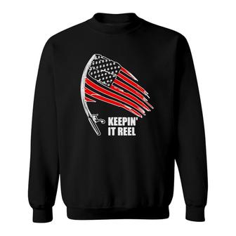 American Flag Fishing Keepin It Reel Sweatshirt - Seseable